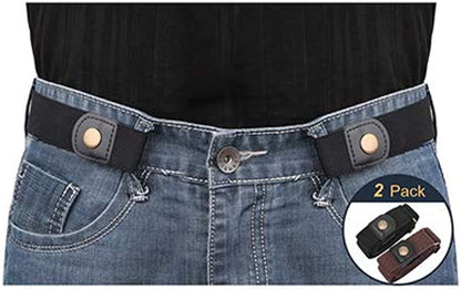No Buckle Invisible Elastic Stretch Belt for Men/Women Fits Waist 24-50In Father Day Gift Apparel & Accessories > Clothing Accessories > Belts XZQTIVE 2 Pack Black&brown Fits waist size 36"-50" 