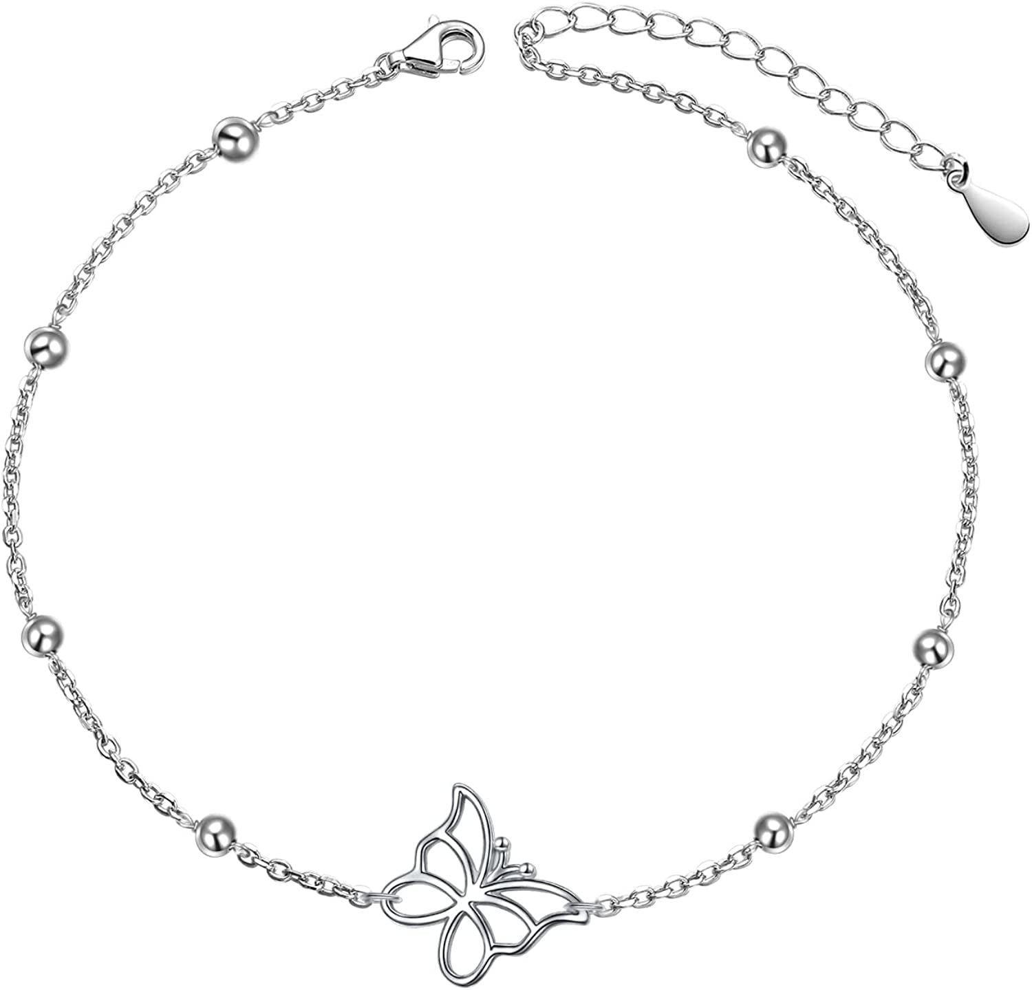 DAOCHONG Anklet for Women S925 Sterling Silver Adjustable Foot Chain Ankle Bracelet Anklets Jewelry Apparel & Accessories > Jewelry > Anklets harmonyball jewelry 12_Butterfly  