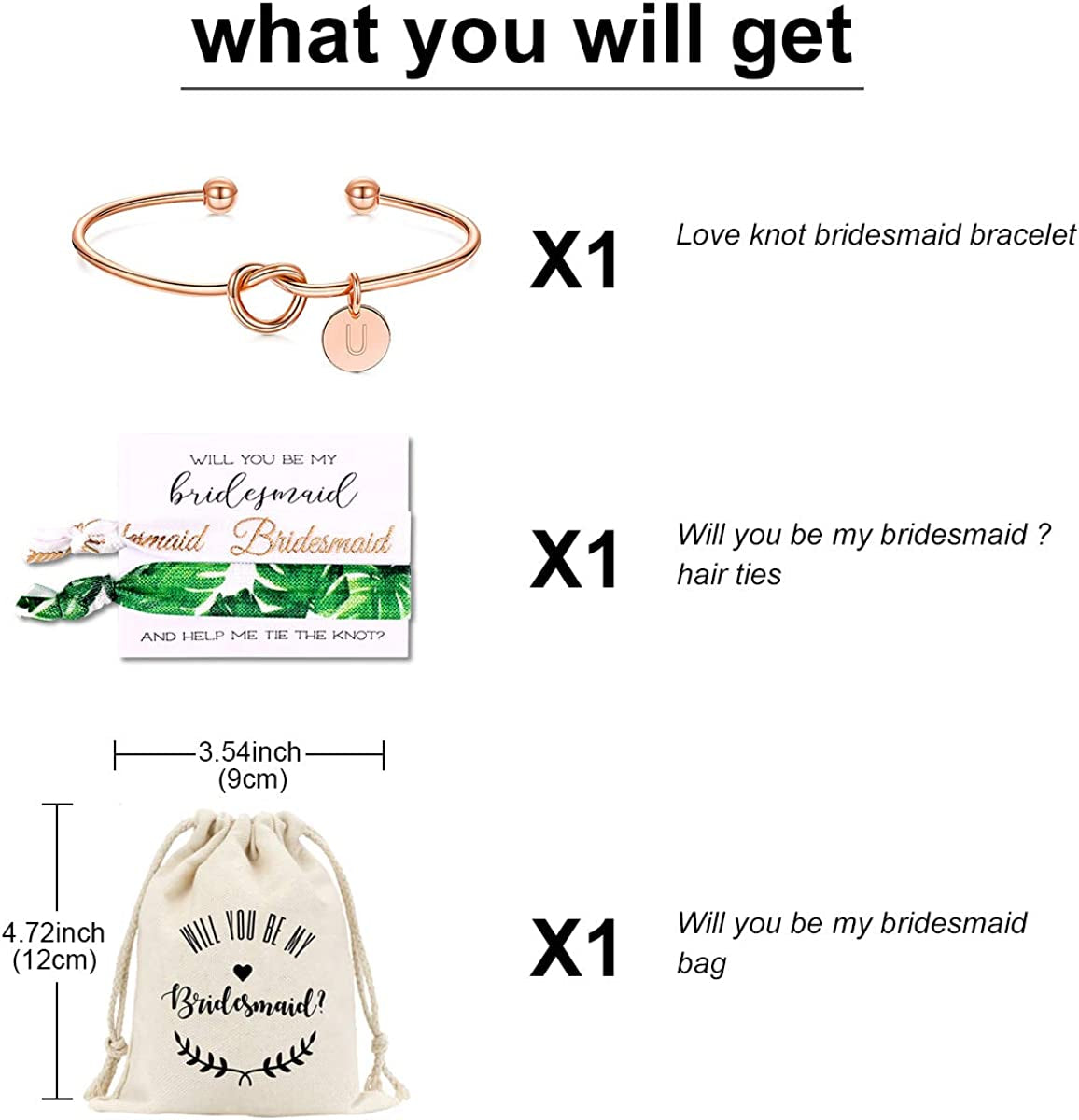 MOOKOO Personalised Bridesmaid Bracelet Gift Will You Be My Bridesmaid Proposal Gift Adjustment Bachelorette Bangle Apparel & Accessories > Jewelry > Bracelets MOOKOO   