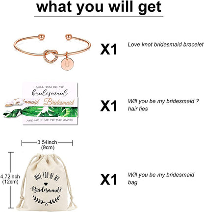MOOKOO Personalised Bridesmaid Bracelet Gift Will You Be My Bridesmaid Proposal Gift Adjustment Bachelorette Bangle Apparel & Accessories > Jewelry > Bracelets MOOKOO   