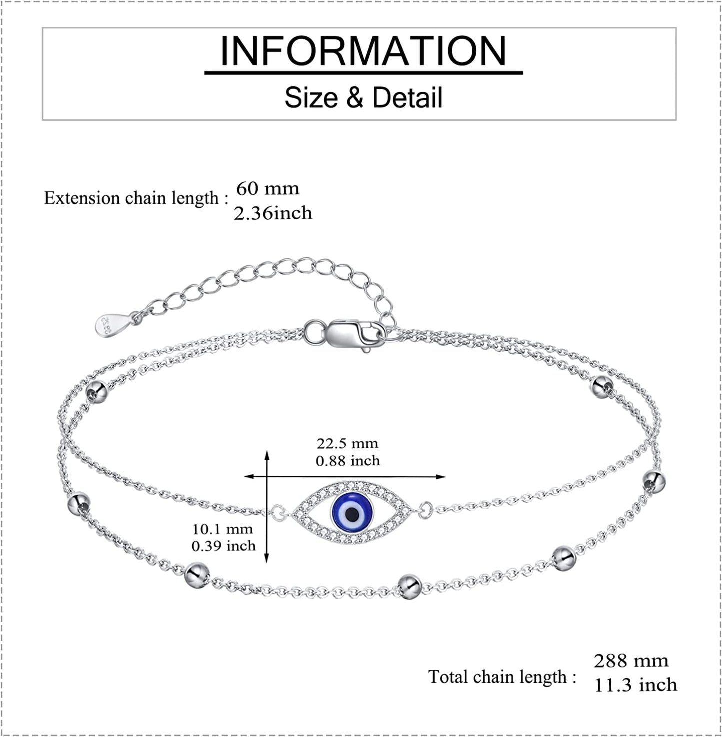 Evil Eye/Hamsa/Moon Star/Sunflower/Cross/Sea Turtle Ankle Bracelet 925 Sterling Silver Adjustable Anklets Jewelry Gifts for Women Apparel & Accessories > Jewelry > Anklets MONGAS   