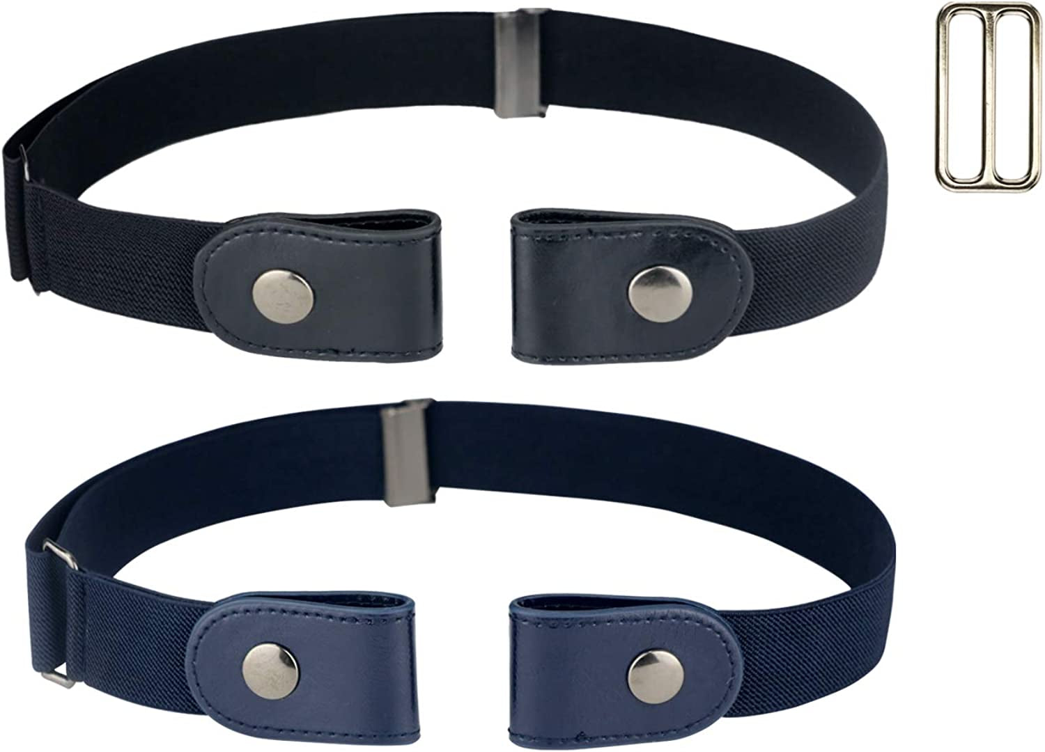 No Buckle Women/Men Stretch Belt, Invisible Elastic Belt for Jeans Pants Dresses Apparel & Accessories > Clothing Accessories > Belts maikun 2-pack.black+blue waist 24"-50" 
