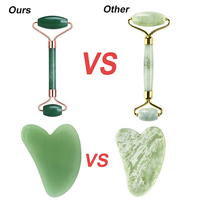 Jade Roller and Gua Sha, Natural Face Jade Roller, Anti-Aging Facial Beauty Roller Skin Care Tools for Face, Eyes, Neck, Body Muscle Relaxing and Relieve Fine Lines and Wrinkles,With Mask Brush(Green) Health & Beauty > Personal Care > Cosmetics > Cosmetic Tools > Skin Care Tools LEASEN   