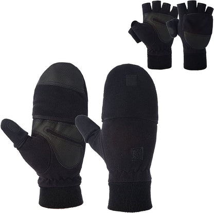 MINIDUO Outdoor Gloves Convertible Mittens Flip Fleece Fingerless Gloves [Windproof] for Men&Women Fishing, Cycling, Running in Cold Weather Apparel & Accessories > Clothing Accessories > Gloves & Mittens MINIDUO X-Large  