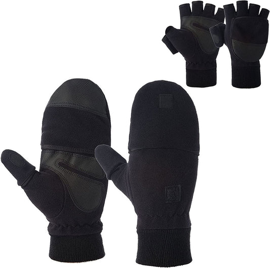 MINIDUO Outdoor Gloves Convertible Mittens Flip Fleece Fingerless Gloves [Windproof] for Men&Women Fishing, Cycling, Running in Cold Weather Apparel & Accessories > Clothing Accessories > Gloves & Mittens MINIDUO X-Large  