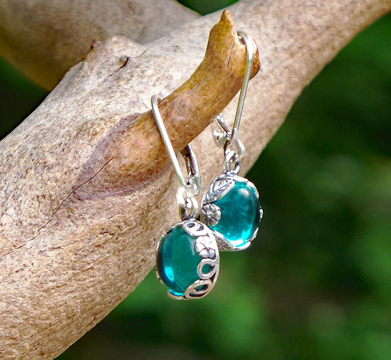 Recycled Vintage Mason Jar Sterling Silver Botanical Collection Leverback Earrings Apparel & Accessories > Jewelry > Earrings Bottled Up Designs   