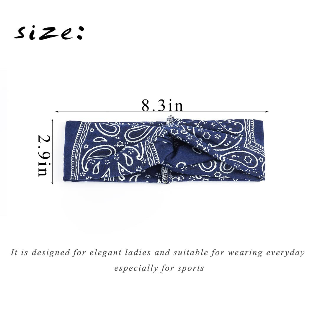 Urieo Boho Headbands Stretch Paisley Print Bandana Headband Criss Cross Hair Bands Knotted Head Wrap Yoga Daily for Women and Girls (Pack of 4) (A) Apparel & Accessories > Clothing Accessories > Bandanas & Headties Urieo   
