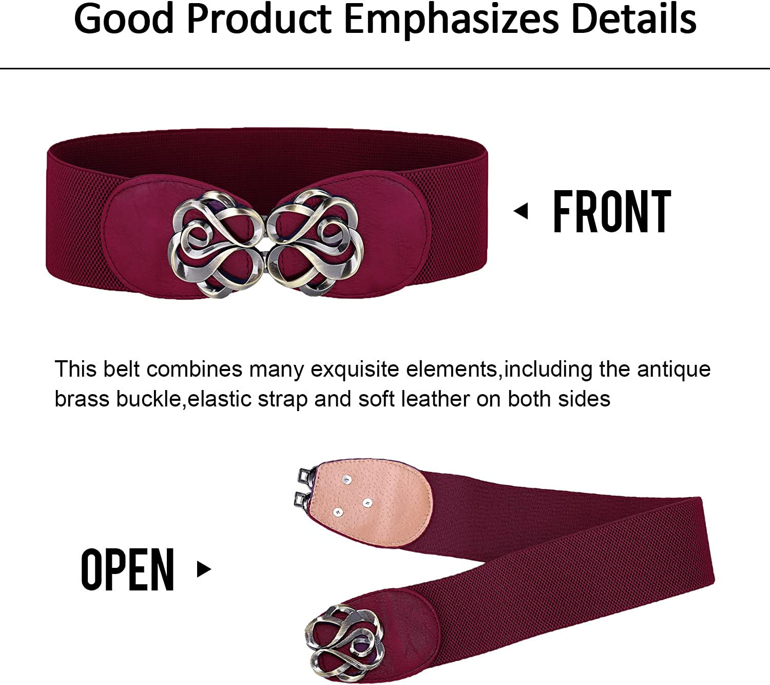 Women Stretchy Vintage Dress Belt Elastic Waist Cinch Belt CL413 Apparel & Accessories > Clothing Accessories > Belts GRACE KARIN   