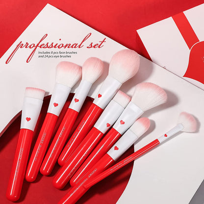Docolor Makeup Brushes 32 Piece Period Red Professional Makeup Brush Set Premium Gift Kabuki Foundation Blending Face Powder Blush Contour Eye Shadows Eyebrow Eyeliner Make up Tools Kit Health & Beauty > Personal Care > Cosmetics > Cosmetic Tools > Makeup Tools Docolor   