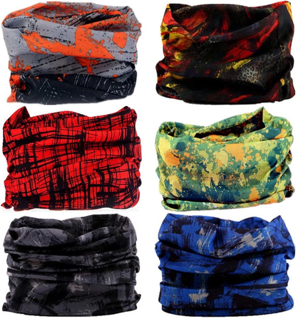 VANCROWN Headband Neck Gaiter Head Wrap Headwear Face Mask Magic Scarf Bandana for Men and Women Apparel & Accessories > Clothing Accessories > Headwear VANCROWN 6PCS.Painting  