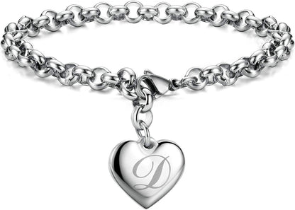 Heart Initial Charm Bracelets for Teen Girls Letters Alphabet Bracelet Jewelry for Girls Gifts for Teenage Girls Apparel & Accessories > Jewelry > Bracelets Monily D  