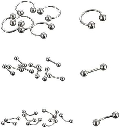 Fidgetkute Piercing Kit Stainless Steel Body Jewelry Tongue Ring Navel Ring Nose Ring Nipple Ring Earring 85Pcs Lots Mixed Apparel & Accessories > Jewelry > Body Jewelry FidgetKute   