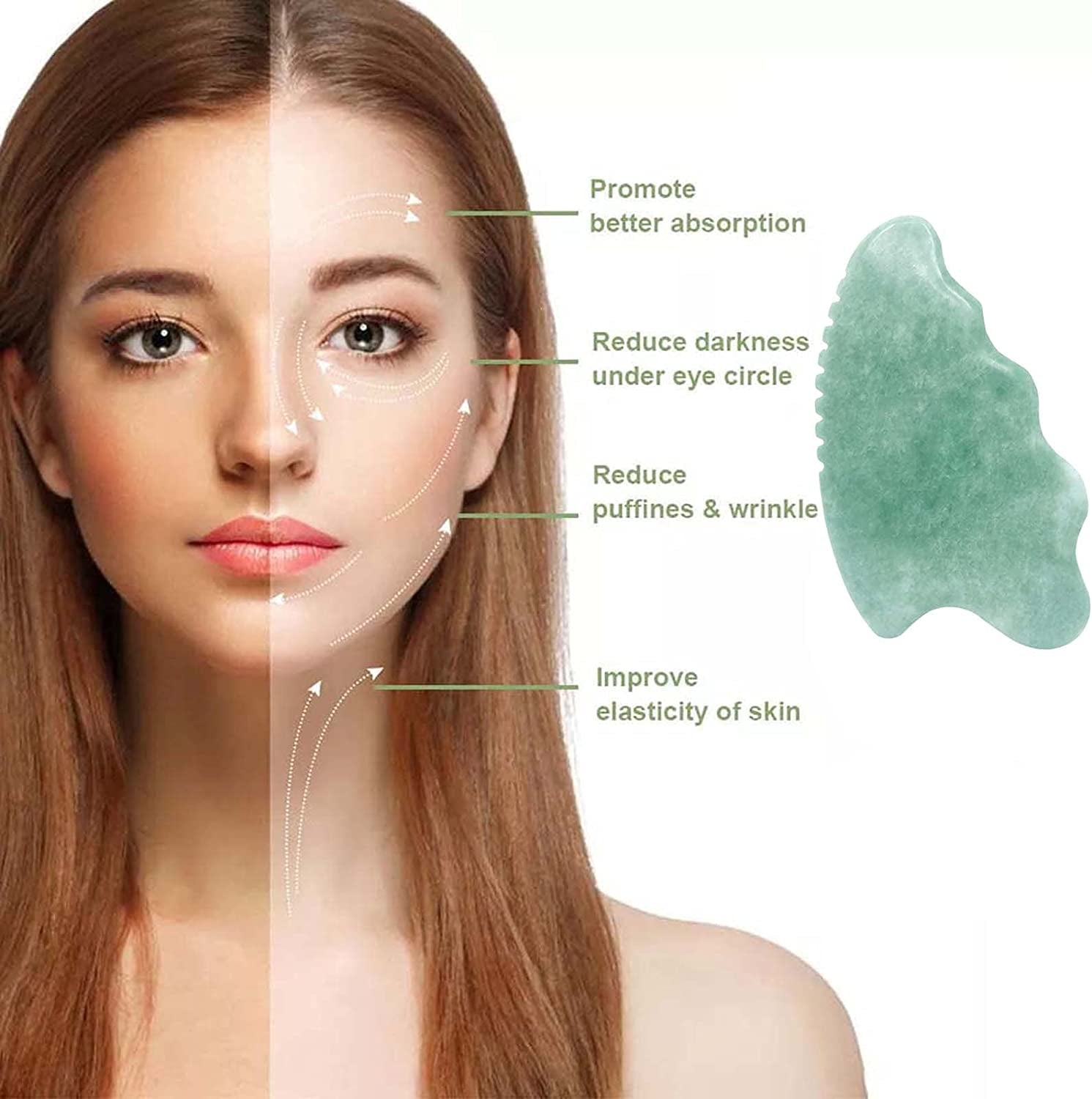 Gua Sha Facial Tools,Jade Gua Sha Massage Tool Comb Edge,Guasha Tool for Face, Gua Sha Stones for Body Muscle Relaxing Acupuncture Therapy… Health & Beauty > Personal Care > Cosmetics > Cosmetic Tools > Skin Care Tools WYGOAKG   