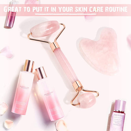 Jade Roller for Face, Gua Sha Facial Tools & Rose Quartz Face Roller Skin Care Product for Face Lift and Puffiness, Anti-Aging Facial Roller for Eyes Body Neck Slimming & Firming Health & Beauty > Personal Care > Cosmetics > Cosmetic Tools > Skin Care Tools MAANGE   