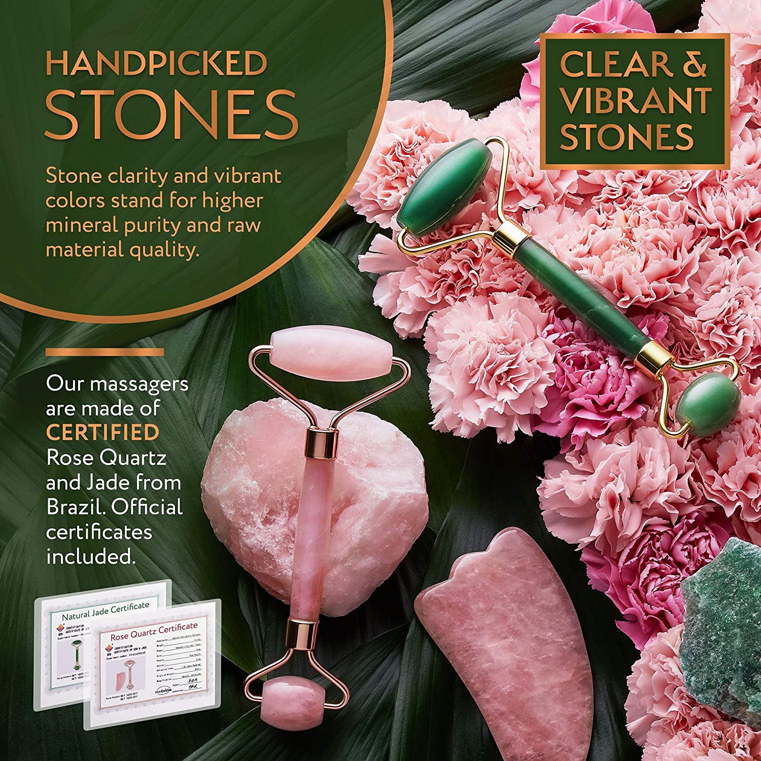 Authentic Jade Roller, Natural Rose Quartz Roller and Gua Sha | 3-In-1 Stone Face Massager Kit | Anti-Aging Beauty Tools for Slimming, Toning and Firming Skin | Reduce Puffy Eyes and Firm Wrinkles Health & Beauty > Personal Care > Cosmetics > Cosmetic Tools > Skin Care Tools InnoCreation   