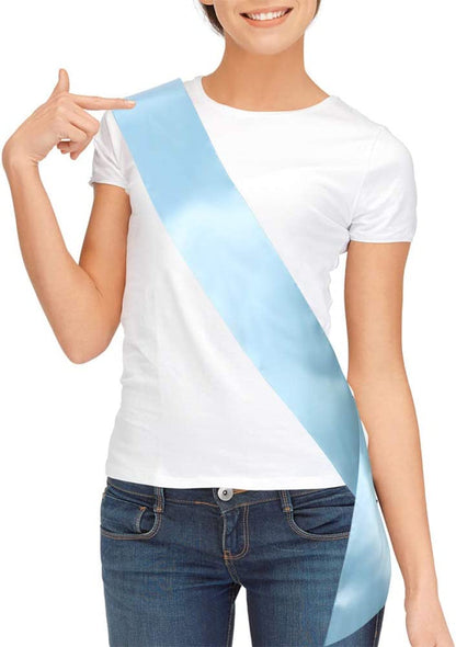 Blank Satin Sash, Plain Sash, Party Decorations, Make Your Own Sash (Pink) Apparel & Accessories > Clothing Accessories > Sashes TREORSI Light Blue  