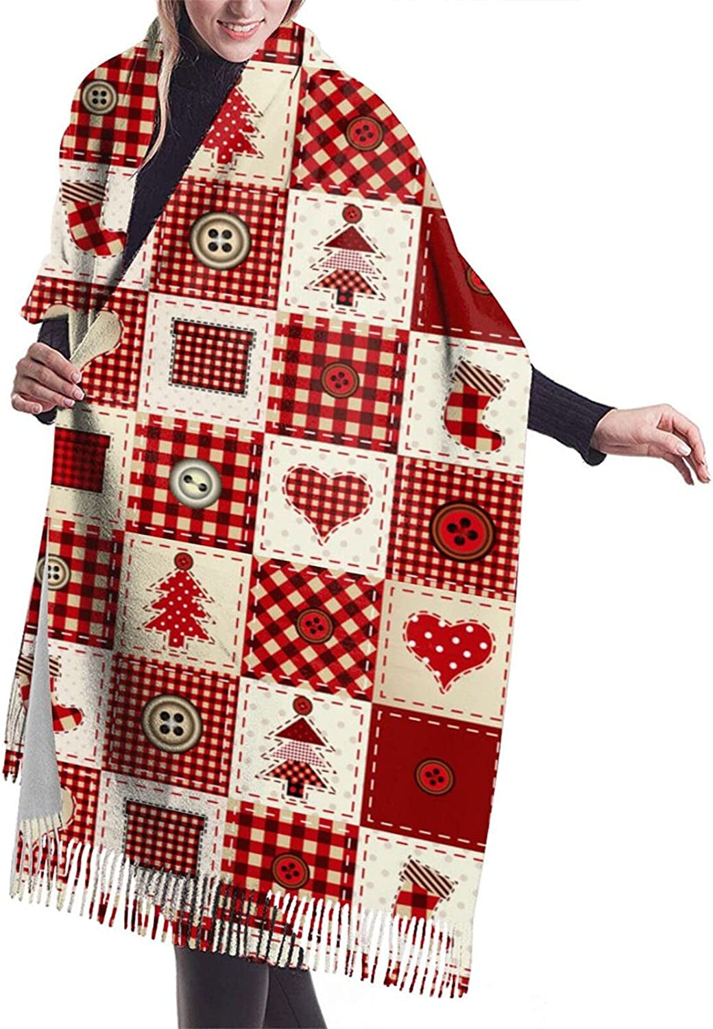 Women'S Fashion Scarves Dalmatian Print Comfortable Long Shawl Winter Soft Thick Warm Scarf Apparel & Accessories > Clothing Accessories > Scarves & Shawls PAVQWEJ Christmas Background One Size 
