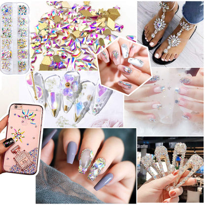 Nail Art Rhinestones - 120 Pcs Multi Shapes Crystal 1728 Pcs Rhinestones for Nails Pixie Beads Nail Metal Charms Nail Paper Forms with Nail Rhinestone Picker Dotting Tool Health & Beauty > Personal Care > Cosmetics > Cosmetic Tools > Nail Tools Kefee Kol   