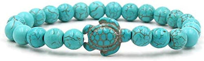 8Mm Sea Turtles Beads Bracelet Turquoise Natutal Stone Elastic Stretch Bracelet for Women Men Apparel & Accessories > Jewelry > Bracelets Caiyao   