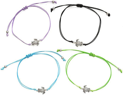 8Mm Sea Turtles Beads Bracelet Turquoise Natutal Stone Elastic Stretch Bracelet for Women Men Apparel & Accessories > Jewelry > Bracelets Caiyao 4PCS Rope Chain  
