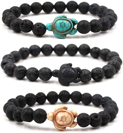 8Mm Sea Turtles Beads Bracelet Turquoise Natutal Stone Elastic Stretch Bracelet for Women Men Apparel & Accessories > Jewelry > Bracelets Caiyao RockStone  