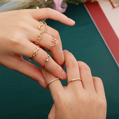 8PCS 14K Gold Plated Stacking Rings for Women Gold Silver Stackable Knuckle Rings Twist Thumb Thin Dainty Gold Band Rings Wave Finger Eternity Silver Ring Set for Teen Girls Size 5 to 11