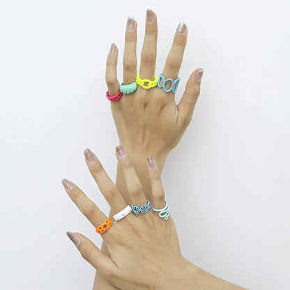 8Pcs Colorful Y2K Rings Aesthetic Chunky Rings for Women Alloy Knuckle Ring Set Snake Cute Ring Acrylic Stackable Ring Sets for Girls Preppy Funky Rings Gift for Teens