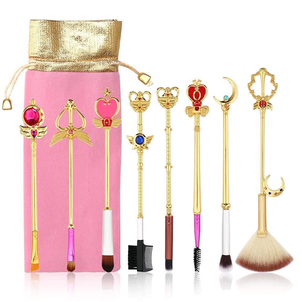 8Pcs Makeup Brushes Set,Wechip Moon Magical Sailor Cosmetic Brush Tool for Eyebrow Face Powder Foundation Blending Blush Concealer Health & Beauty > Personal Care > Cosmetics > Cosmetic Tools > Makeup Tools WeChip SailorMoon-gold  