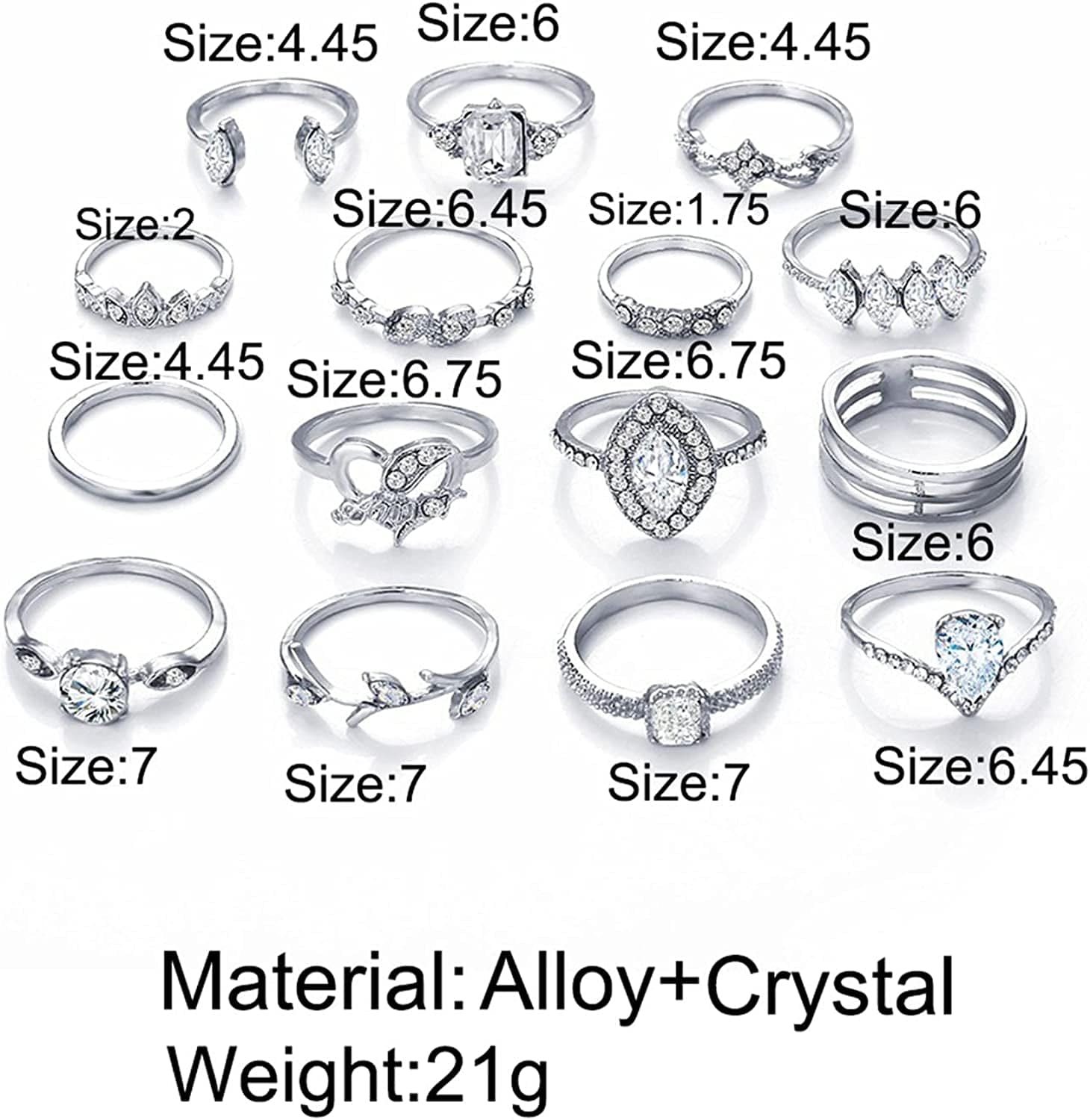 9-15PCS Knuckle Stacking Rings Set for Women Crystal Rhinestone Finger Statement Ring Sets Vintage Joint Knot Mid Rings for Teen Girls Stackable Rings Jewelry Accessories