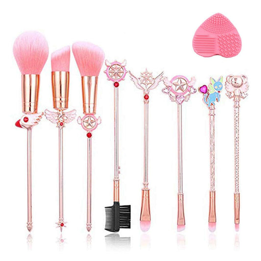 9 Pcs Sakura Makeup Brushes Set with Drawstring Bag Make up Cleaning Egg,Metallic Wand Cosmetic Makeup Tool Kit Health & Beauty > Personal Care > Cosmetics > Cosmetic Tools > Makeup Tools Yi-gog Sakura Makeup Brushes  