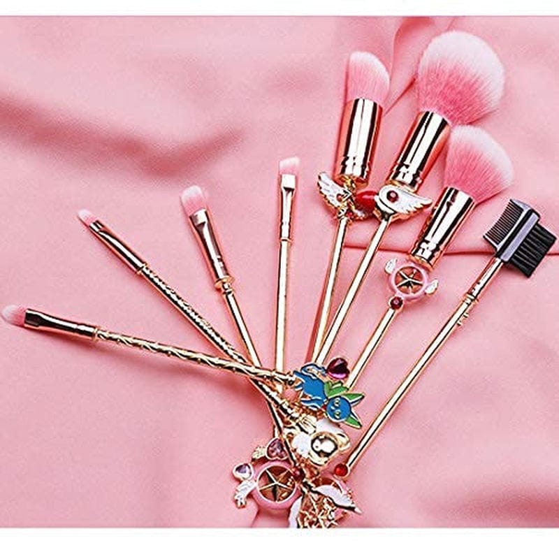 9 Pcs Sakura Makeup Brushes Set with Drawstring Bag Make up Cleaning Egg,Metallic Wand Cosmetic Makeup Tool Kit Health & Beauty > Personal Care > Cosmetics > Cosmetic Tools > Makeup Tools Yi-gog   