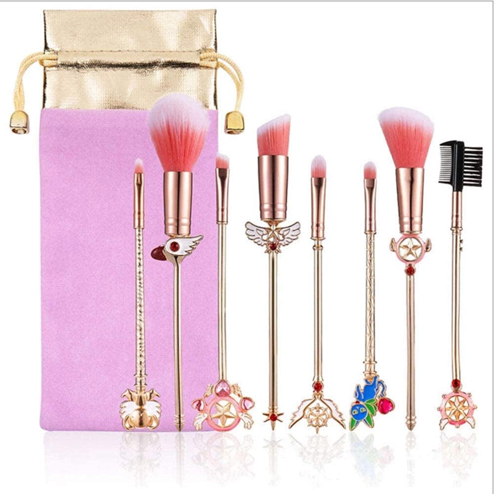 9 Pcs Sakura Makeup Brushes Set with Drawstring Bag Make up Cleaning Egg,Metallic Wand Cosmetic Makeup Tool Kit Health & Beauty > Personal Care > Cosmetics > Cosmetic Tools > Makeup Tools Yi-gog   