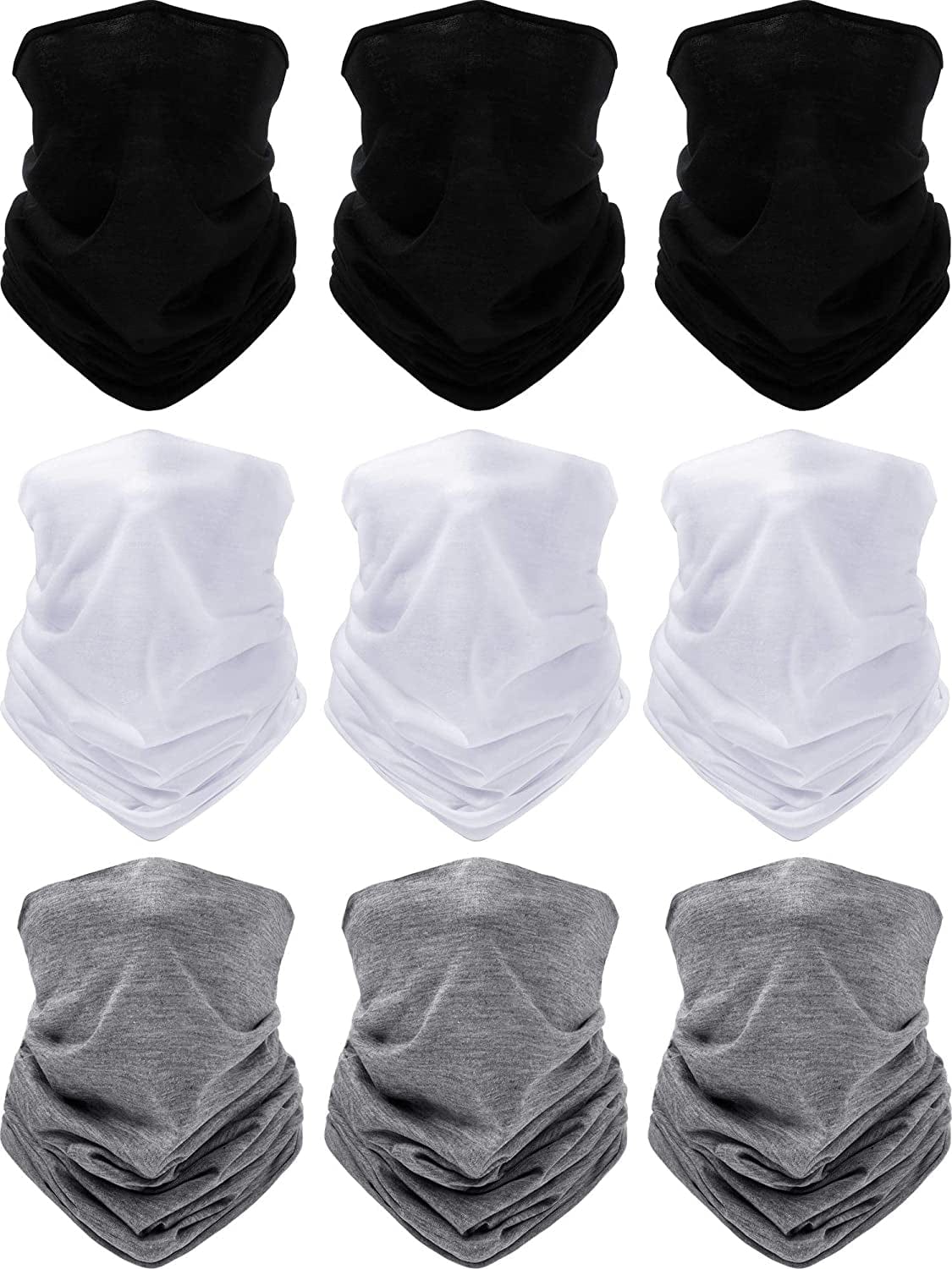 9 Pieces Outdoor Multifunctional Sport Headwear, Elastic Seamless Headband Face Bandana Mask Apparel & Accessories > Clothing Accessories > Headwear Blulu Black, White and Gray  