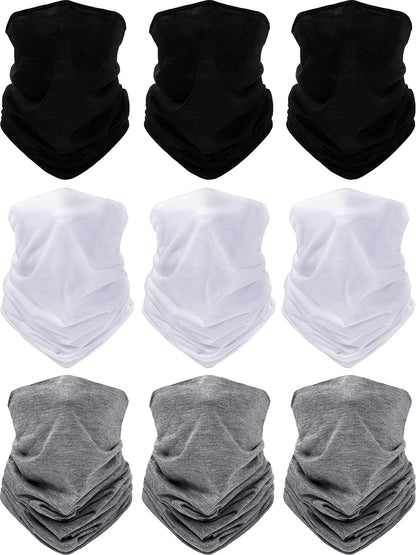 9 Pieces Outdoor Multifunctional Sport Headwear, Elastic Seamless Headband Face Bandana Mask Apparel & Accessories > Clothing Accessories > Headwear Blulu Black, White and Gray  