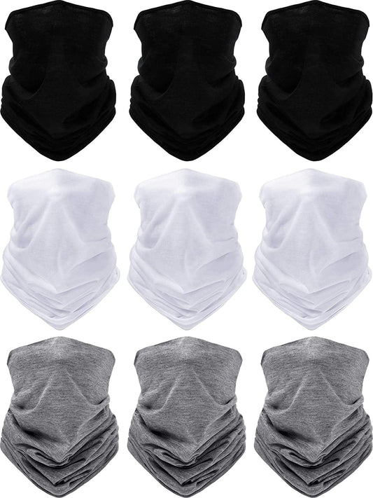 9 Pieces Outdoor Multifunctional Sport Headwear, Elastic Seamless Headband Face Bandana Mask Apparel & Accessories > Clothing Accessories > Headwear Blulu Black, White and Gray  