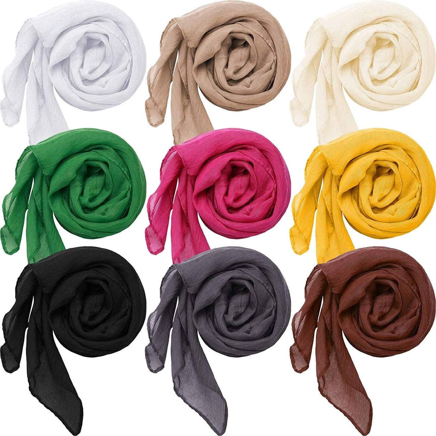 9 Pieces Women Scarf Shawl Wrap Head Scarves Big Head Scarf Soft Linen Scarf, Candy Color Apparel & Accessories > Clothing Accessories > Scarves & Shawls Patelai   
