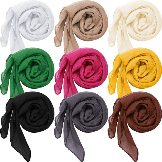 9 Pieces Women Scarf Shawl Wrap Head Scarves Big Head Scarf Soft Linen Scarf, Candy Color Apparel & Accessories > Clothing Accessories > Scarves & Shawls Patelai   