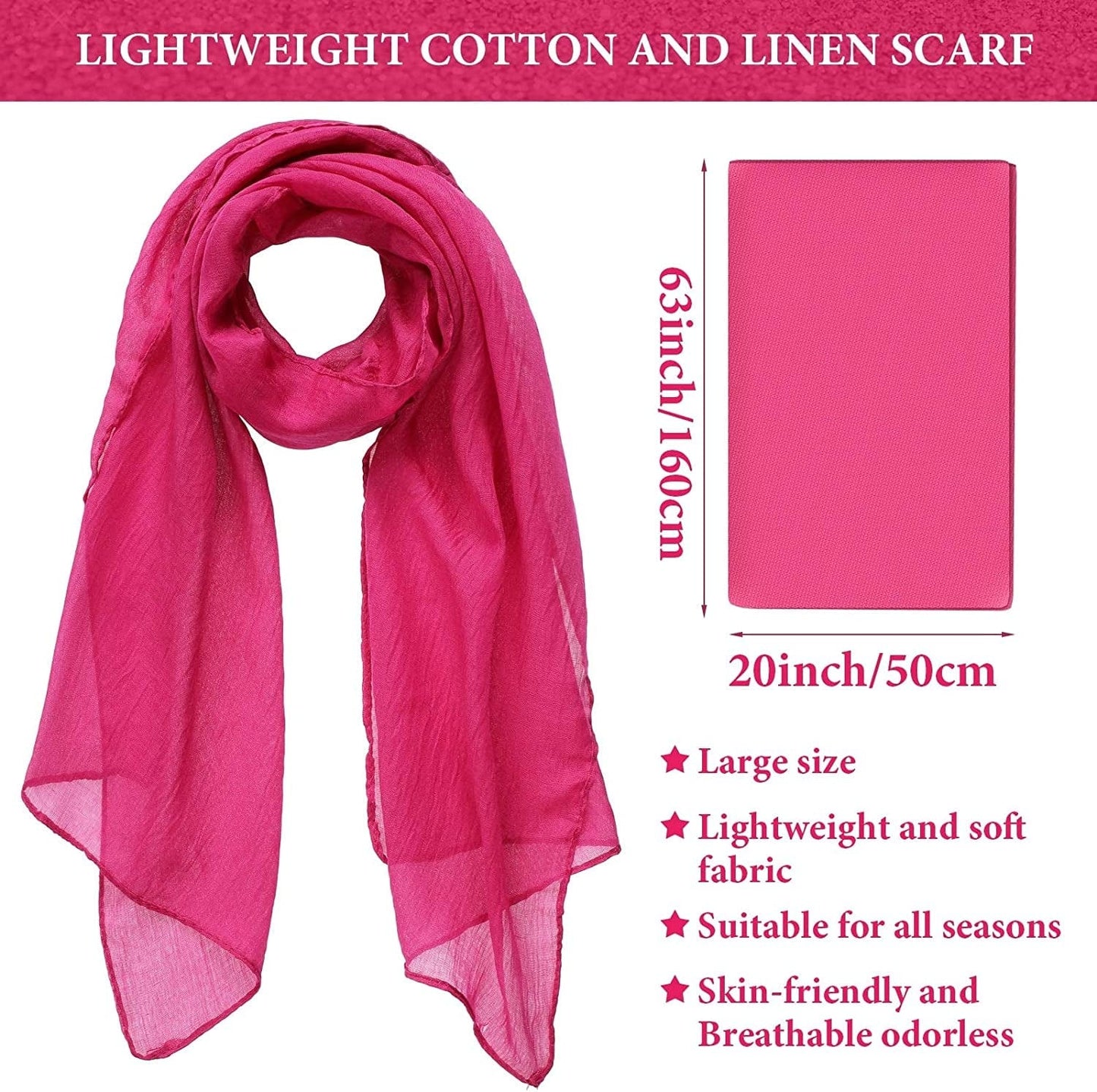 9 Pieces Women Scarf Shawl Wrap Head Scarves Big Head Scarf Soft Linen Scarf, Candy Color Apparel & Accessories > Clothing Accessories > Scarves & Shawls Patelai   