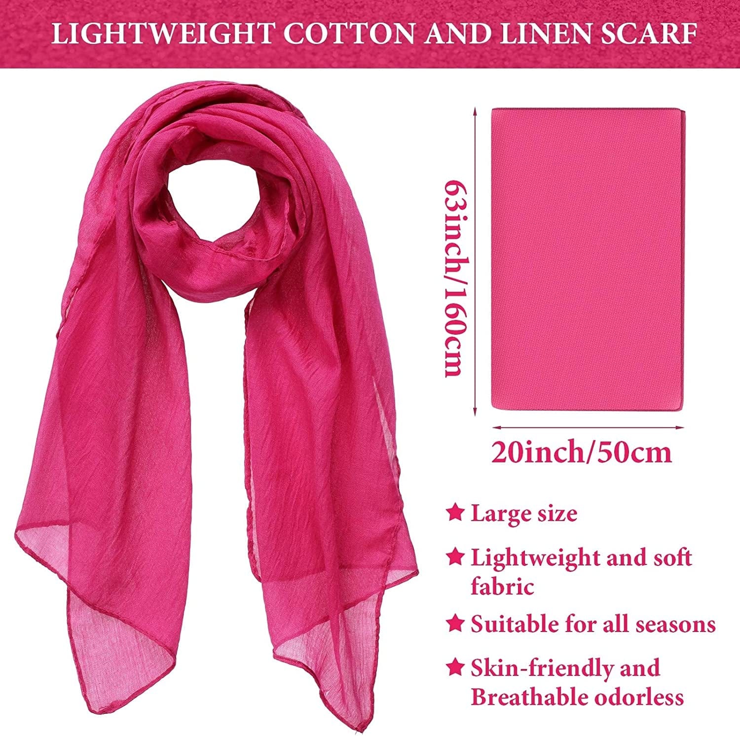 9 Pieces Women Scarf Shawl Wrap Head Scarves Big Head Scarf Soft Linen Scarf, Candy Color Apparel & Accessories > Clothing Accessories > Scarves & Shawls Patelai   