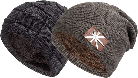 Ousipps 2 Pack Winter Hats for Men Women, Baggy Mens Beanies for Winter Ski Snow Skull Hats Black Beanie for Men and Women Apparel & Accessories > Clothing Accessories > Hats Ousipps   
