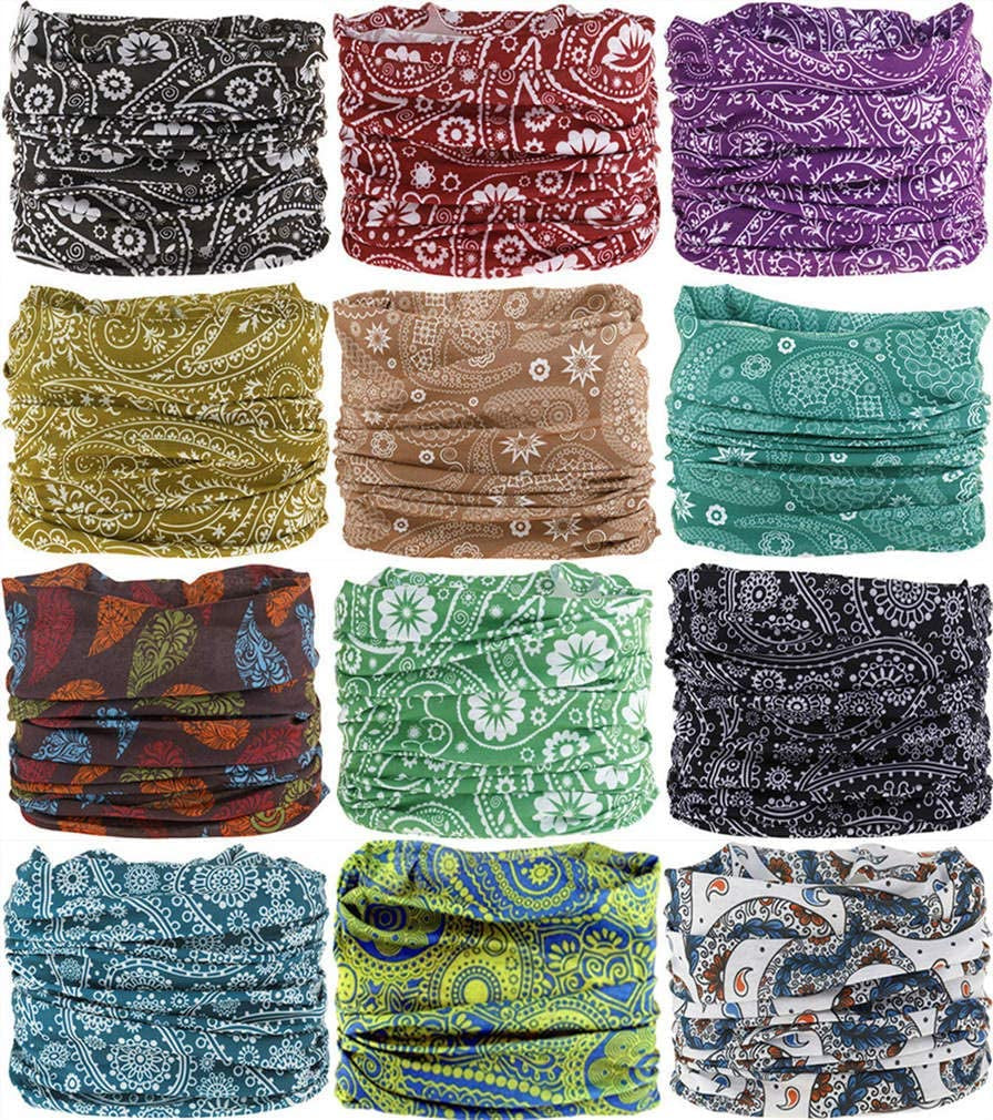 VANCROWN Headband Neck Gaiter Head Wrap Headwear Face Mask Magic Scarf Bandana for Men and Women Apparel & Accessories > Clothing Accessories > Headwear VANCROWN 12PCS.Paisley  