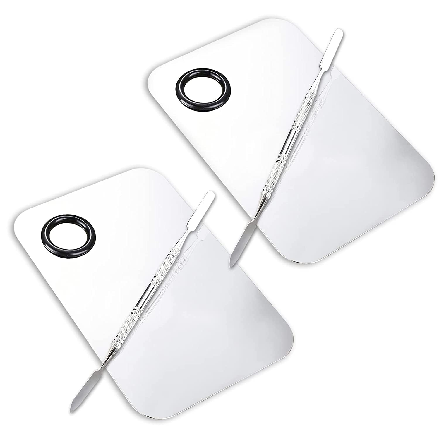 Pro Cosmetics Makeup Mixing Palette, Premium Stainless Steel Metal Makeup Palette Spatula Tool, Suitable for Mixing Foundation/Eye Shadow/Eyelash/Lipsticks/Nail Art Health & Beauty > Personal Care > Cosmetics > Cosmetic Tools > Makeup Tools ALIOBC 2 Pcs Big Square  