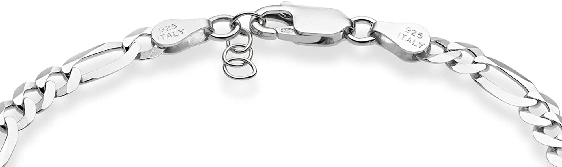 Miabella Solid 925 Sterling Silver Italian 5Mm Diamond-Cut Figaro Chain Bracelet for Women Men, Made in Italy Apparel & Accessories > Jewelry > Bracelets Miabella   