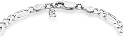Miabella Solid 925 Sterling Silver Italian 5Mm Diamond-Cut Figaro Chain Bracelet for Women Men, Made in Italy Apparel & Accessories > Jewelry > Bracelets Miabella   