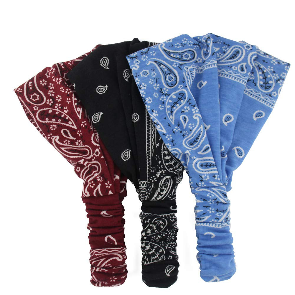Carede Paisley Bandana Headband for Women with Elastic Yoga Headband Outdoor Hairband Adjustable Turban Headwrap,Pack of 6 Apparel & Accessories > Clothing Accessories > Bandanas & Headties DK   