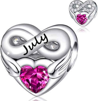 FOREVER QUEEN Birthstone Charms for Charms Bracelet- 925 Sterling Silver Love Heart Beads Infinite Love Charms, Happy Birthday Charms for Bracelet and Necklace Apparel & Accessories > Jewelry > Bracelets FOREVER QUEEN pandora charms July  