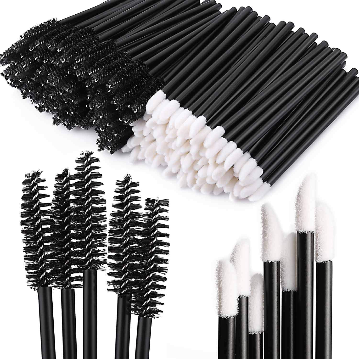Tbestmax 200 Disposable Mascara Wand Spoolies and Lip Brushes, Lipstick Lipgloss Applicator for Eyebrow Eyelash Extension Makeup Kits Health & Beauty > Personal Care > Cosmetics > Cosmetic Tools > Makeup Tools Tbestmax Black 200 Pcs 