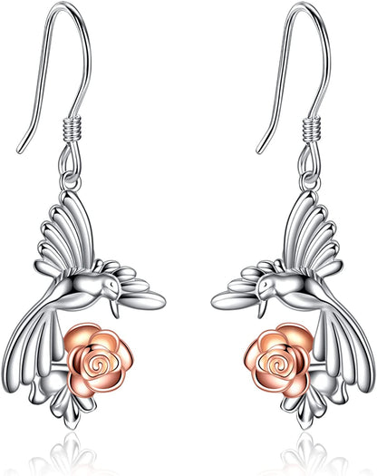 POPKIMI Christmas Gifts Dangle Earrings Frog/Wolf/Dragonfly/Dog Cat Pet Paw Print/Hummingbird /Sea Turtle/Sloth Dangle Drop Hook Earrings Opal Crystal Sterling Silver Cute Animal Dangle Earrings Animal Jewelry Birthday Christmas Gift Apparel & Accessories > Jewelry > Earrings POPKIMI Hummingbird  