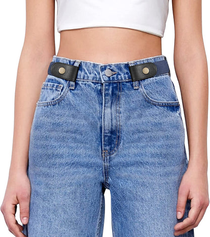SANSTHS Buckle-Free Elastic Women Belt for Jeans without Buckle, Comfortable Invisible Belt No Bulge No Hassle Apparel & Accessories > Clothing Accessories > Belts SANSTHS C-blue Fit pants 47"-65" 