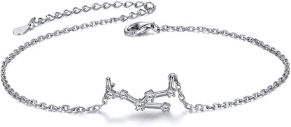 Chicsilver 12 Constellation Zodiac Anklet for Women Girls Sterling Silver Cubic Zirconia Horoscope Ankle Bracelets, 8"-10" Adjustable(With Gift Box) Apparel & Accessories > Jewelry > Anklets ChicSilver Jewelry Taurus (Apr 20 - May 20)  